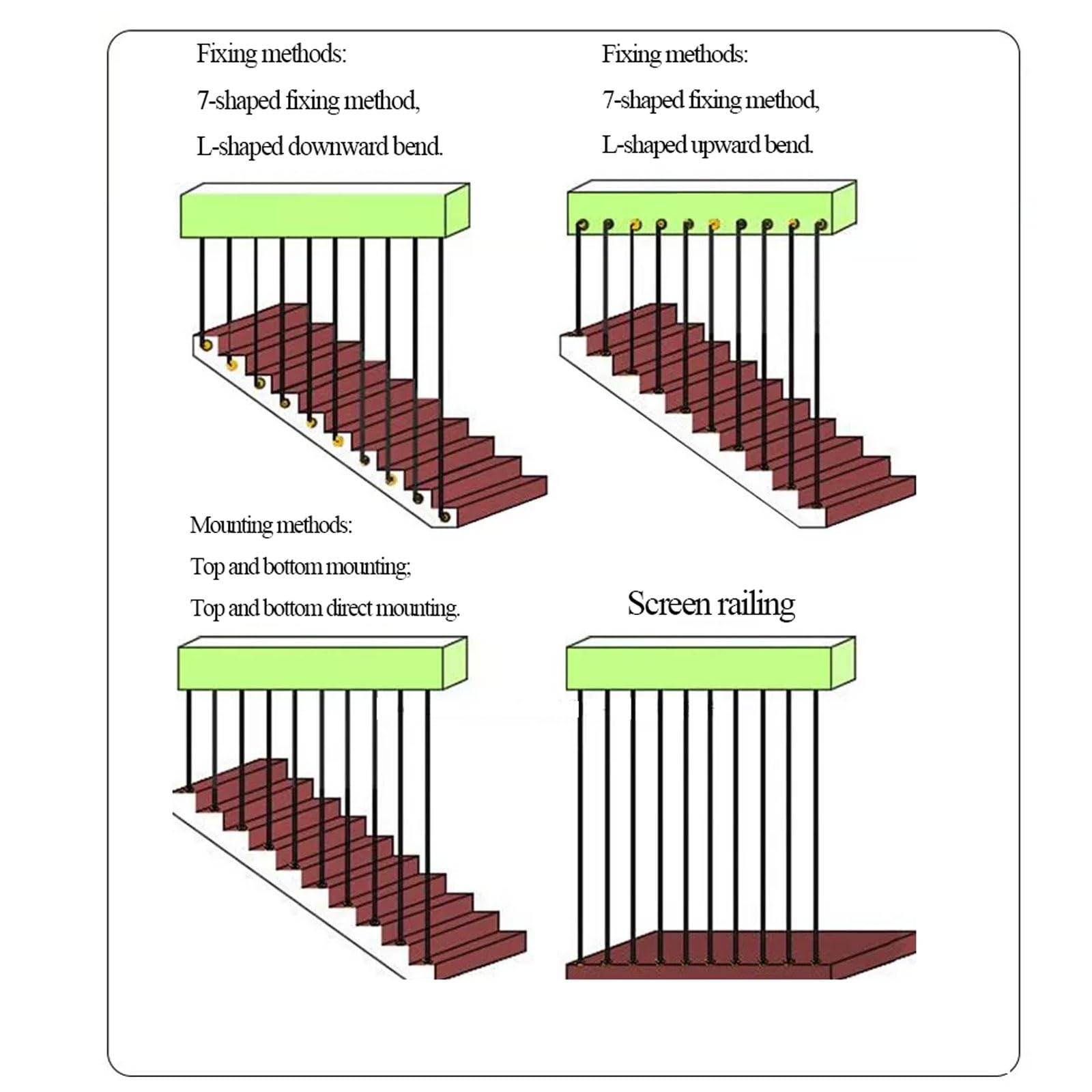 Barandillas metálicas personalizables para escaleras con montaje en suelo | Pasamanos de pared con kit de tornillos y soporte ajustable antideslizante para terrazas, balcones(Negro,4.4FT)