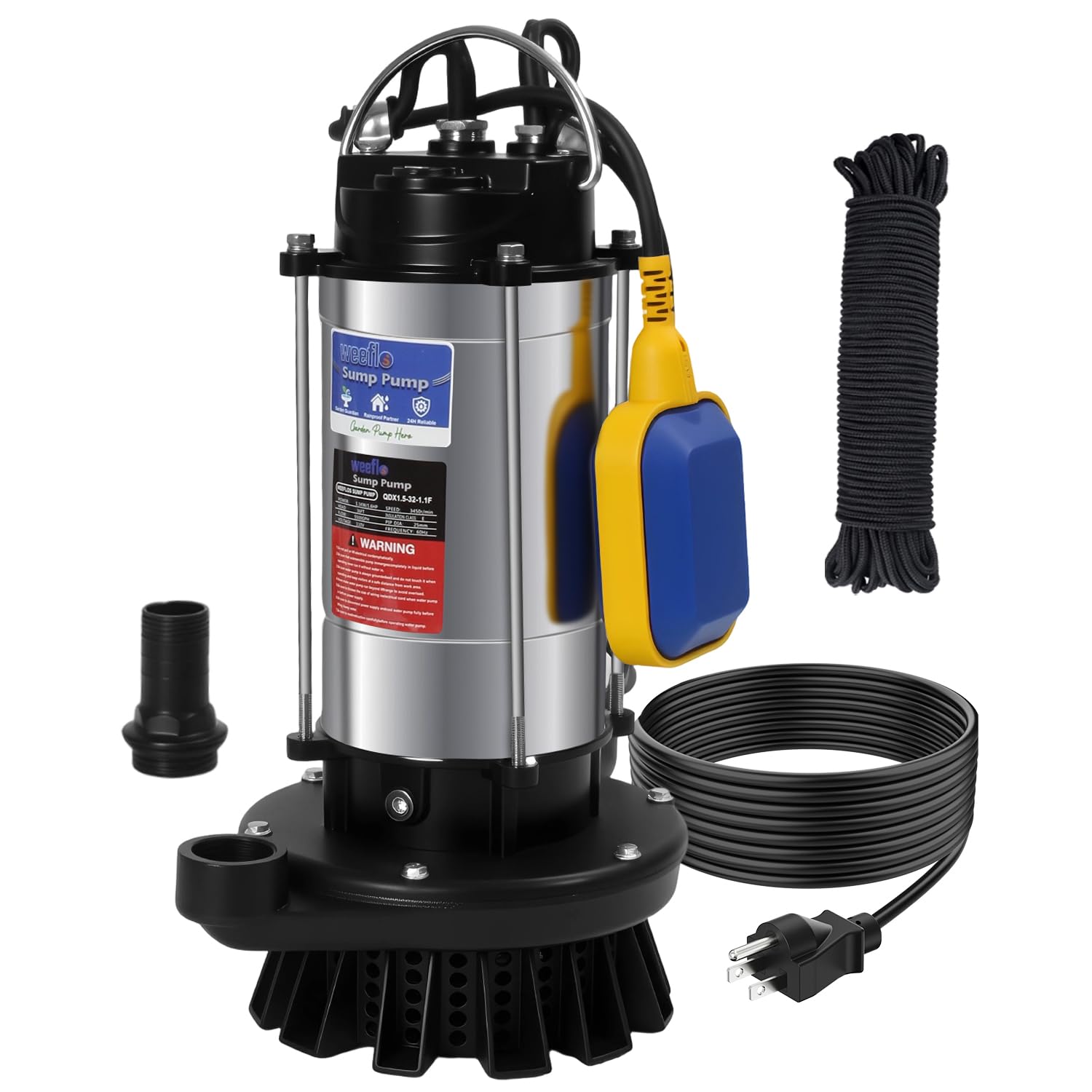 Weeflos 1.6HP Submersible Sump Pump Automatic Water Pump w/High