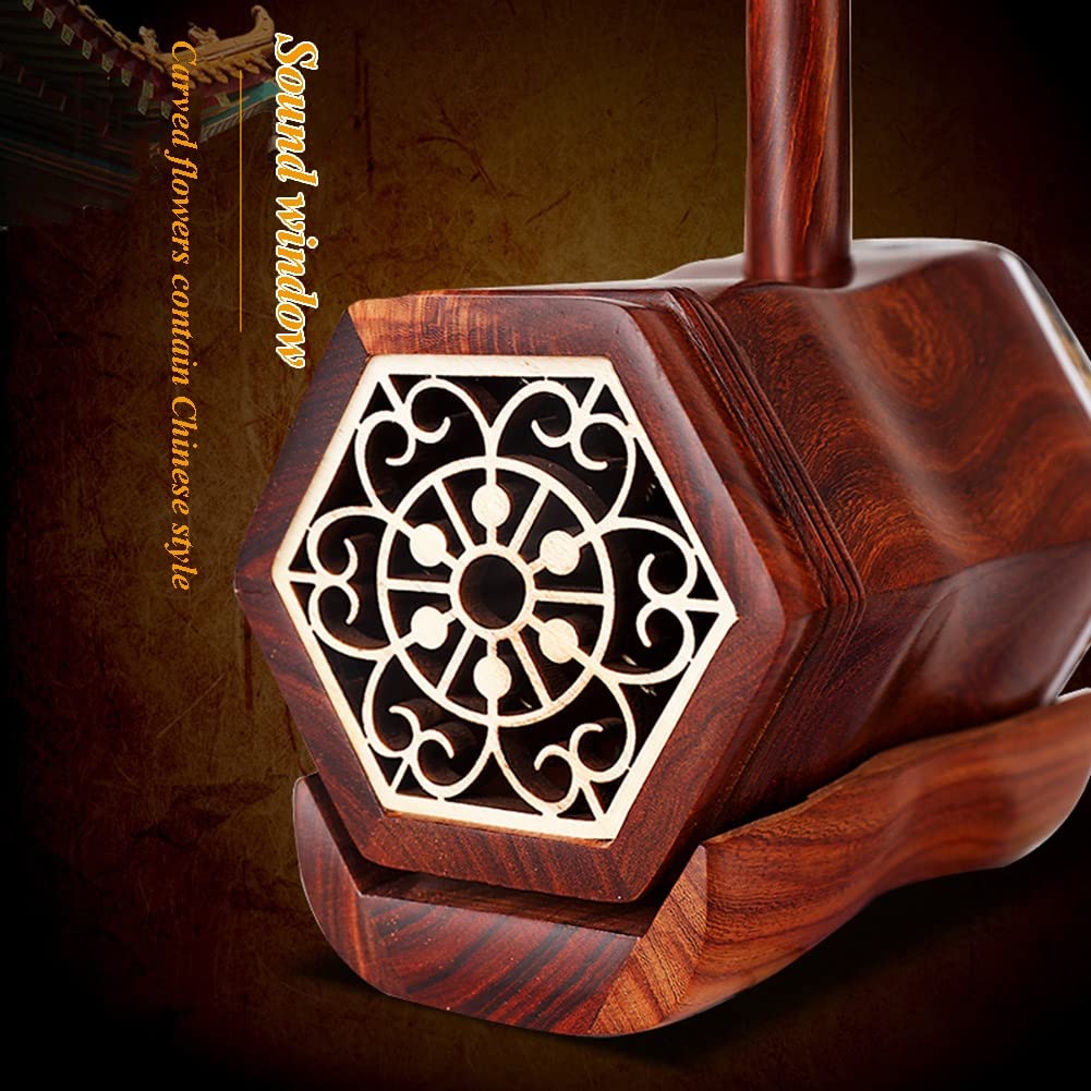 Cinese Erhu, 2 Stringhe Violino Legno Di Sandalo Nero Erhu Con Testa Di Drago Incisa Strumento Musicale Violino + Accessori Gratuiti Per Principianti Performance Professionali E Avanzate(Black-B)