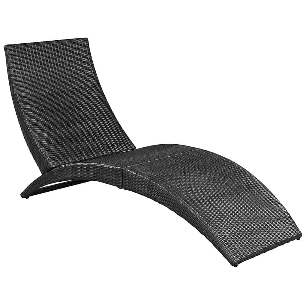 Klappbare Gartenliege mit bequemer Polsterauflage, schwarz PE Rattan, wetterfest und UV-beständig, ideal zum Entspannen auf Terrasse, Balkon, am Pool oder im Garten, platzsparend lagerbar