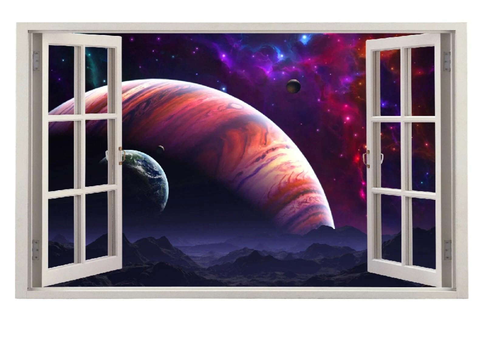 Calcomanía de pared 3D Universo Planeta Tierra Vinilos Decorativos Impermeable Tatuaje de pared para dormitorio de niños, sala de estar, decoración del hogar 60x105cm
