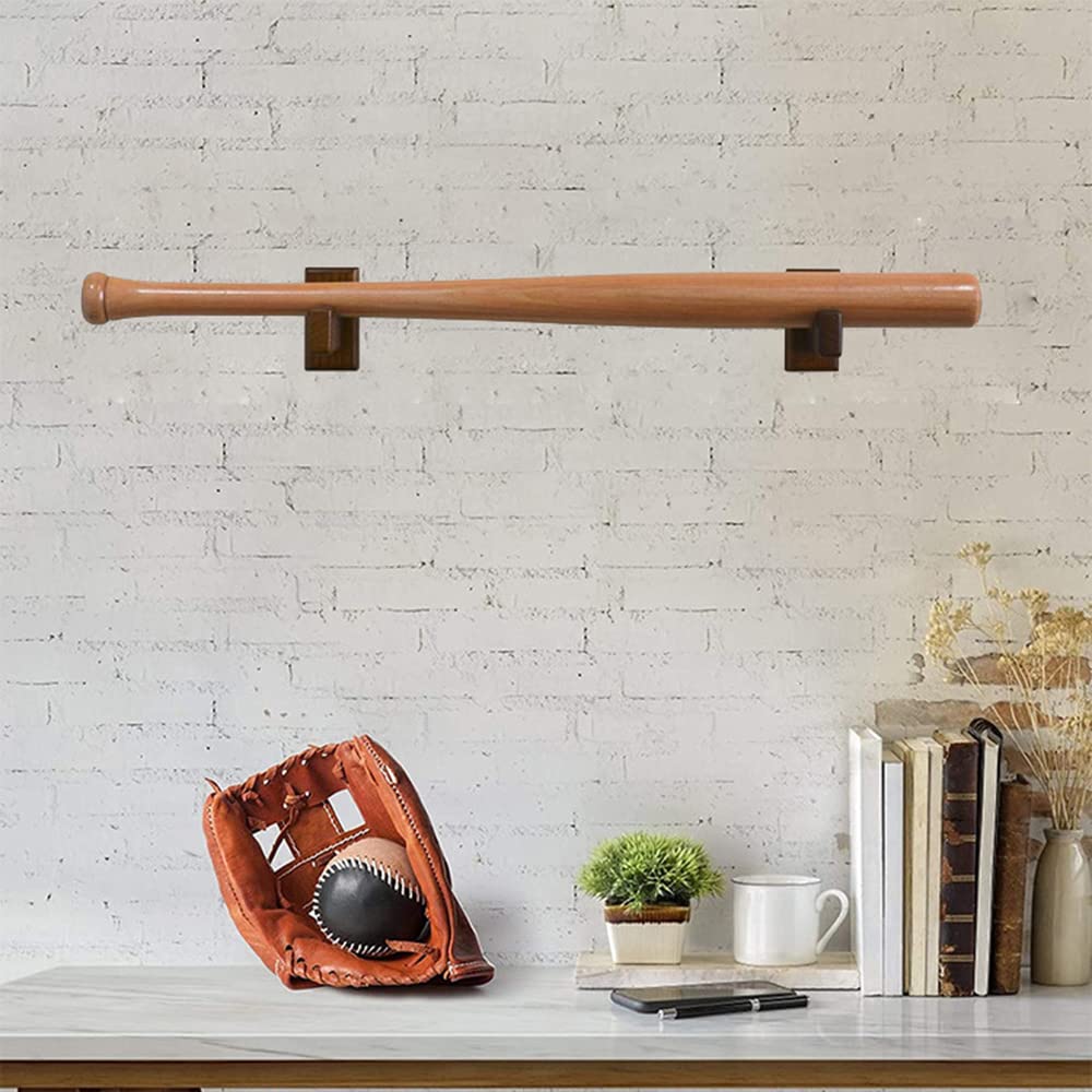 2 Pezzi Supporto da Parete per Mazza da Baseball, Display Orizzontale Staffa Parete Porta Mazza, con Feltro Supporto a Parete Baseball per Softball, Hockey Stick Display Case(Marrone)