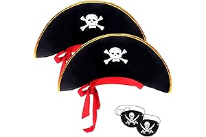KHC-KHF 2-Piece Skull Print Caribbean Captain Pirate Hat