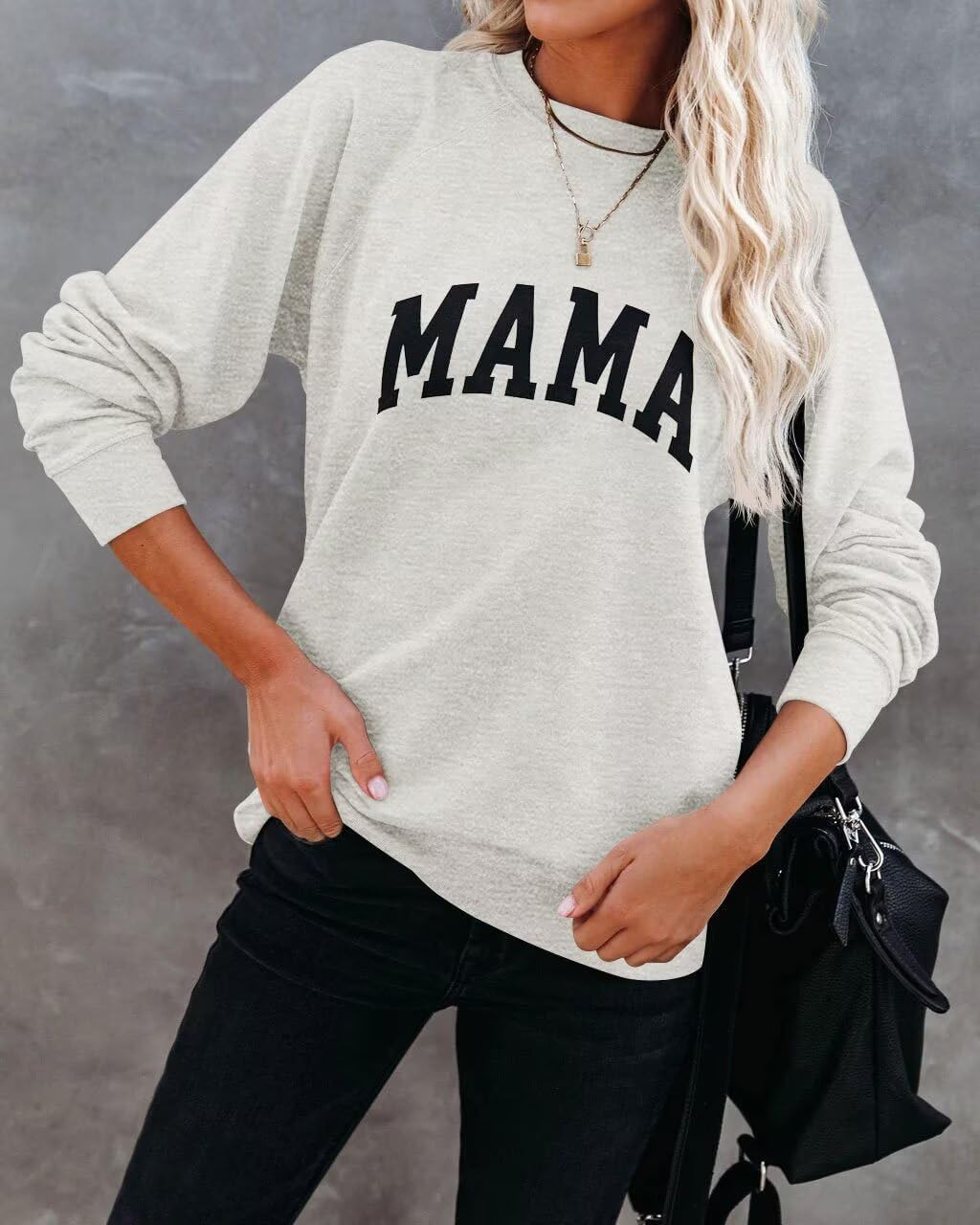 LEEDYA Women Long Sleeve Mama Sweatshirts Round Neck Pullover Loose Lightweight Blouse Tops - Image 2