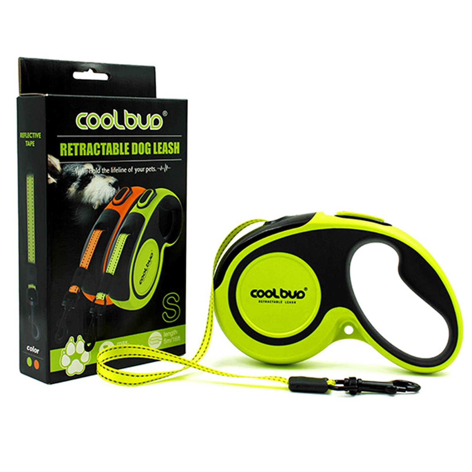 Retractable Dog Leash, No Tangles, 16ft Heavy Duty Pet Walking Leash with Anti-Slip Handle for Small Dog or Cat, Strong Reflective Nylon Tape,