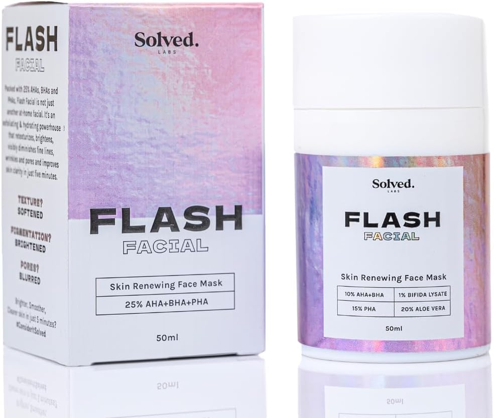 Flash Facial 25% AHA+BHA+PHA Face Mask | 5 min Complete Detan Face Mask | Tan Removal | Reduction in blackheads | Fights Acne & Brightens Instantly | 50ml
