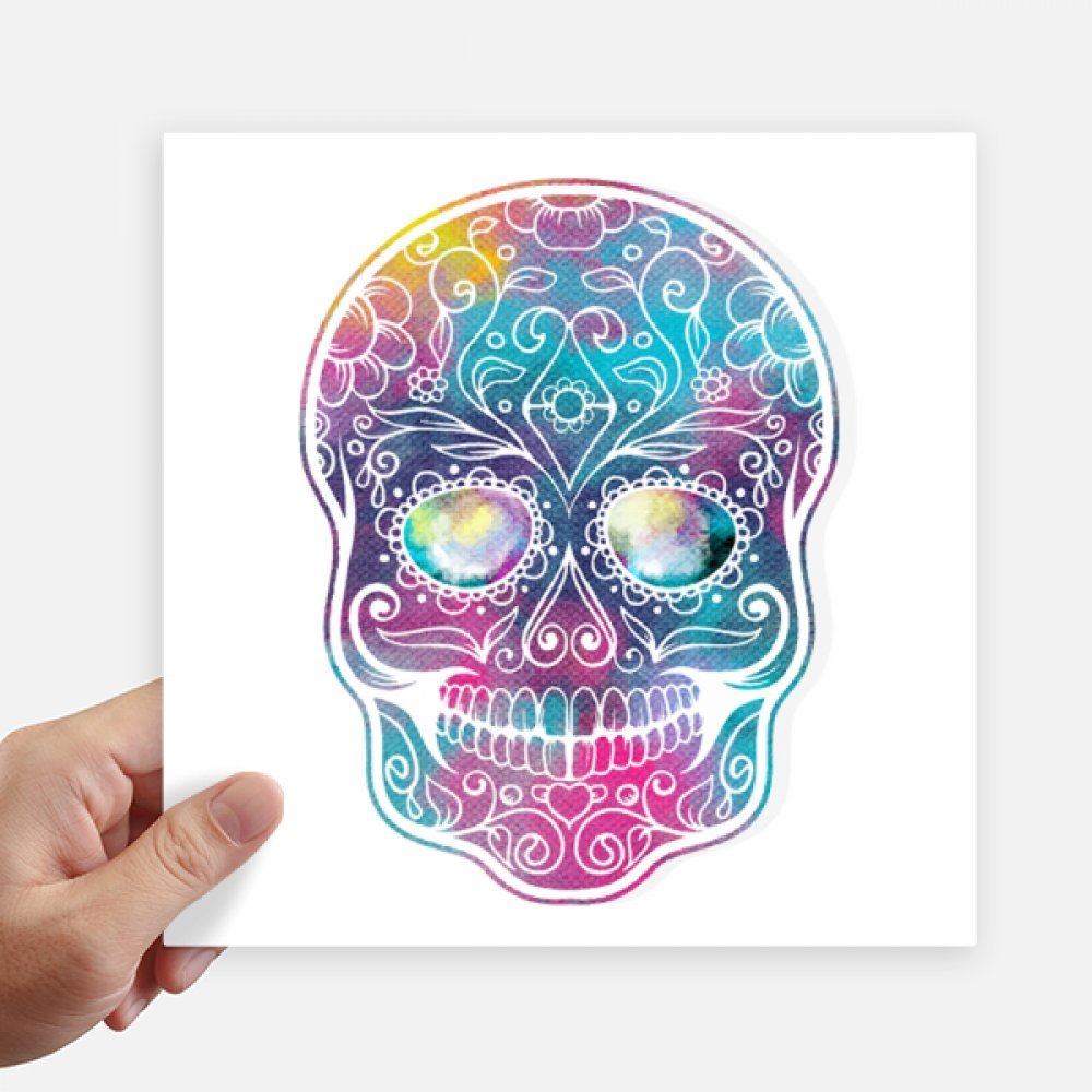 Autocollant crâne coloré pour customiser votre valise et moto sticker déco fleur 4pcs