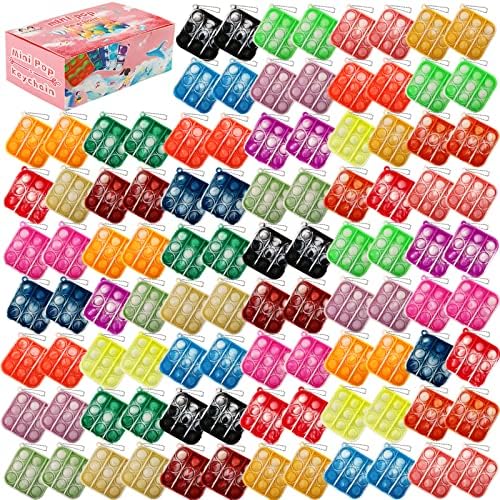 110 PCS Mini Pop Keychain Fidget Toys,Mini Pop Party Favors Bulk for Kids,Easter Basket Stuffers for Kids Classroom Gifts,Pop Stress Relief Sensory Toys Classroom Prizes for Boy Girls