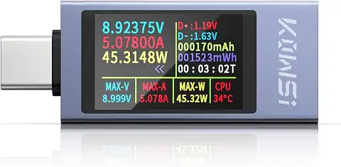 USB-C-Messgerät mit Farbdisplay für Ladegeräte
