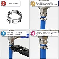 Vista 4 de Herramienta de abrazadera de cincha PEX para abrazaderas de acero inoxidable de 38" a 1", con 20 piezas de anillos de abrazadera de cincha PEX