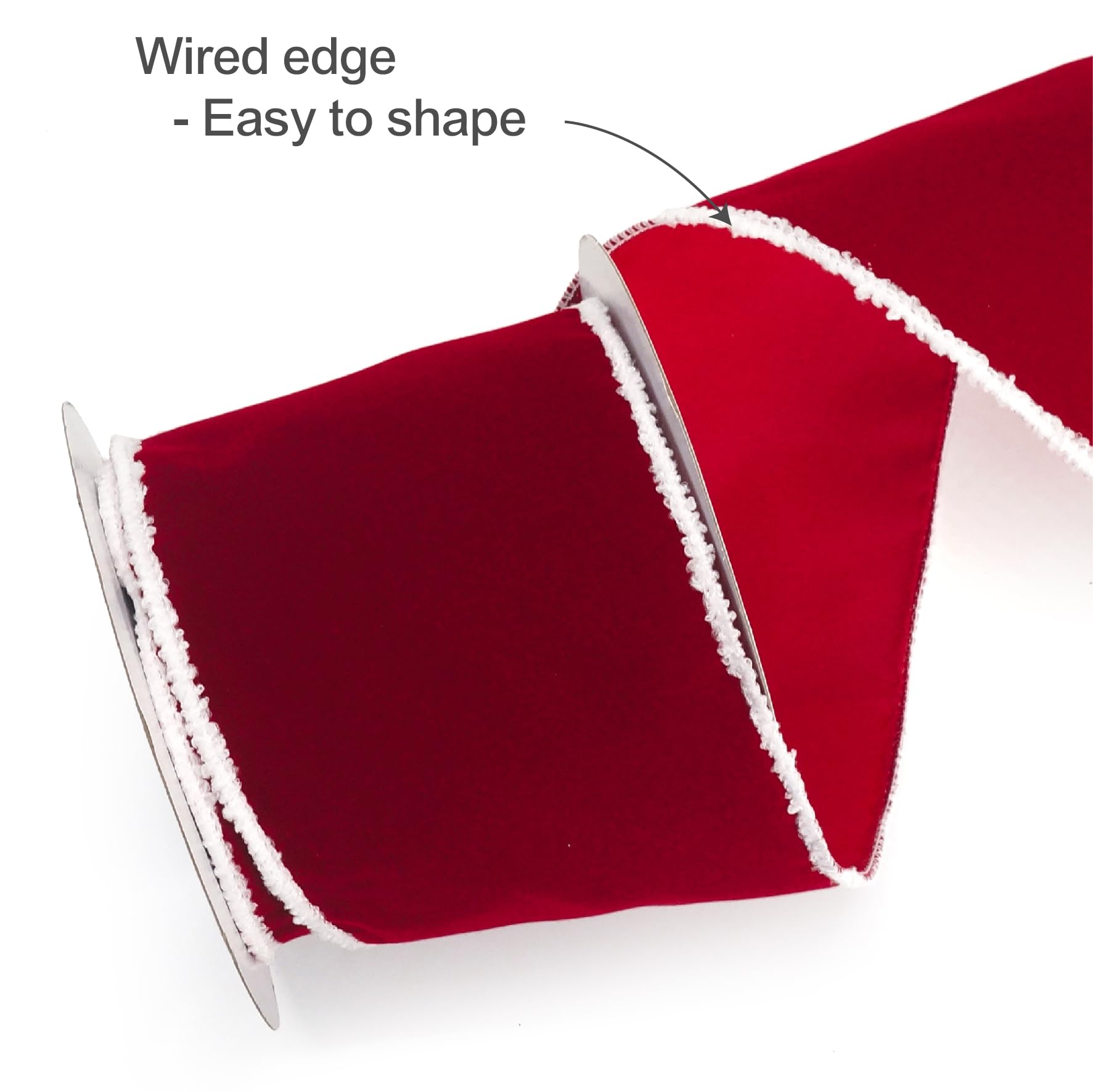 ALTIER 10,2 cm x 9,1 m rotes Samtband mit Draht für Weihnachten, Heimdekoration, Geschenkverpackung, Schleife, Kranz, DIY Handwerk