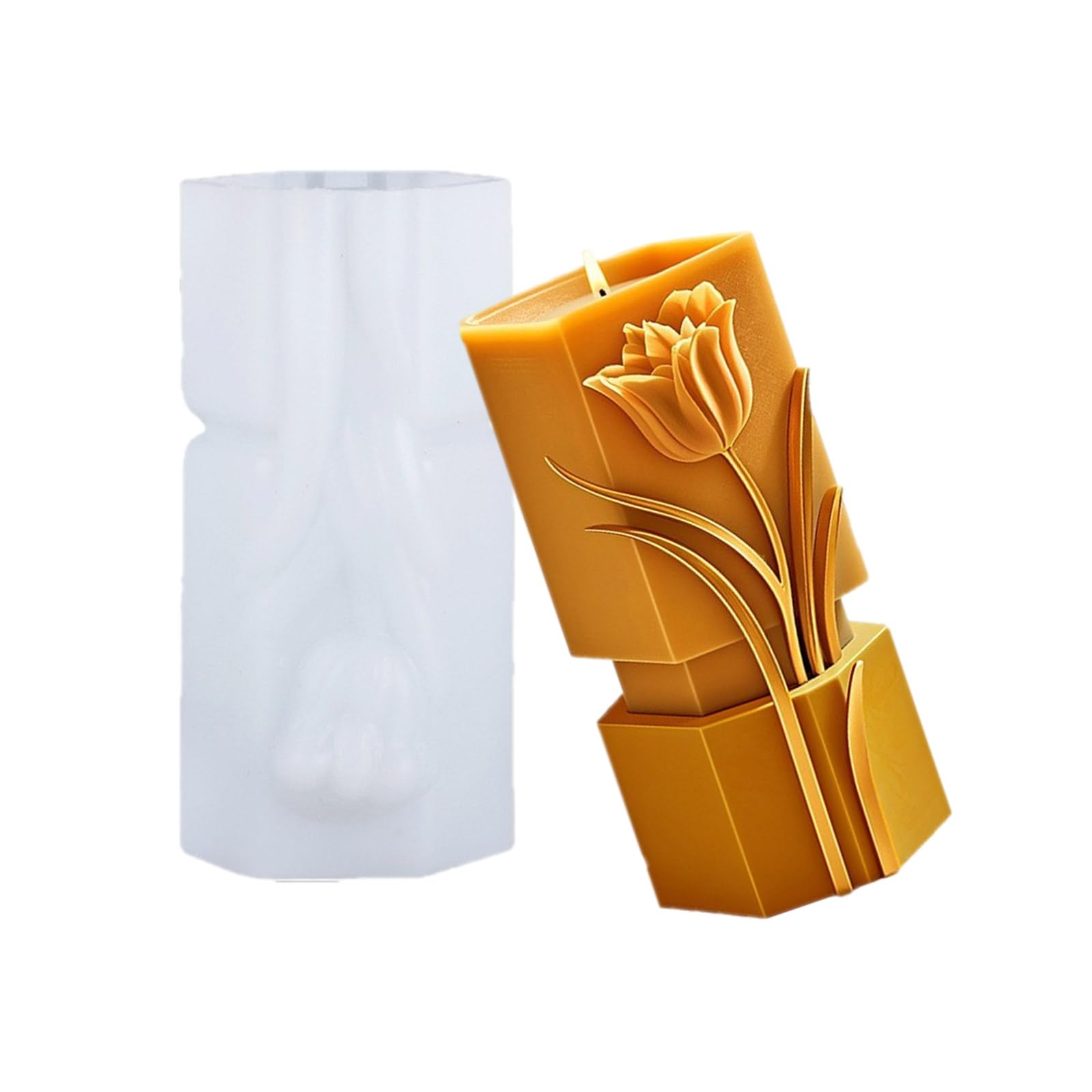 Tsophreniq 3D Flower Cylinder Silicone Molds for Epoxy Resin Making Soap Gypsum Silicone Molds for Home Decoration Temperature Resistant Mold