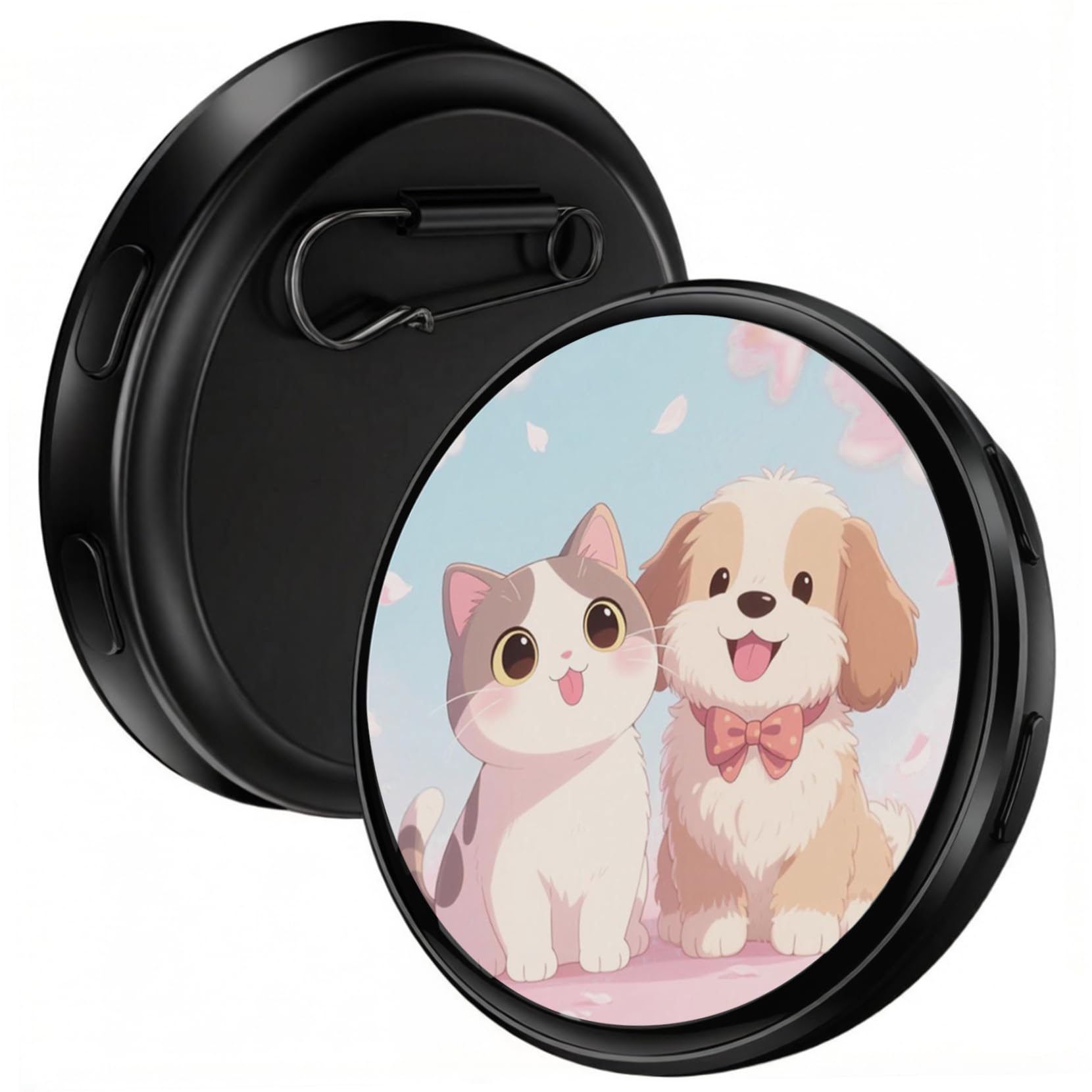 Digital Badge Pin with Customizable Display 1.8" Touch Screen Anime Pins for GIFs Videos 7 Color Lights 12 Hour Battery Black Electronic Badge