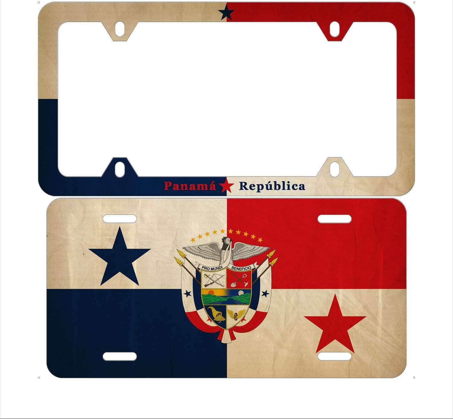 The National Flag of Panama República North America Country Signs Retro Suitable Aluminum License Plate Frame Car Accessories