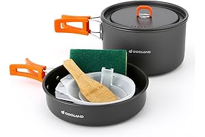 Odoland 9-Piece Non-Stick Backpacking Pots and Pans Set
