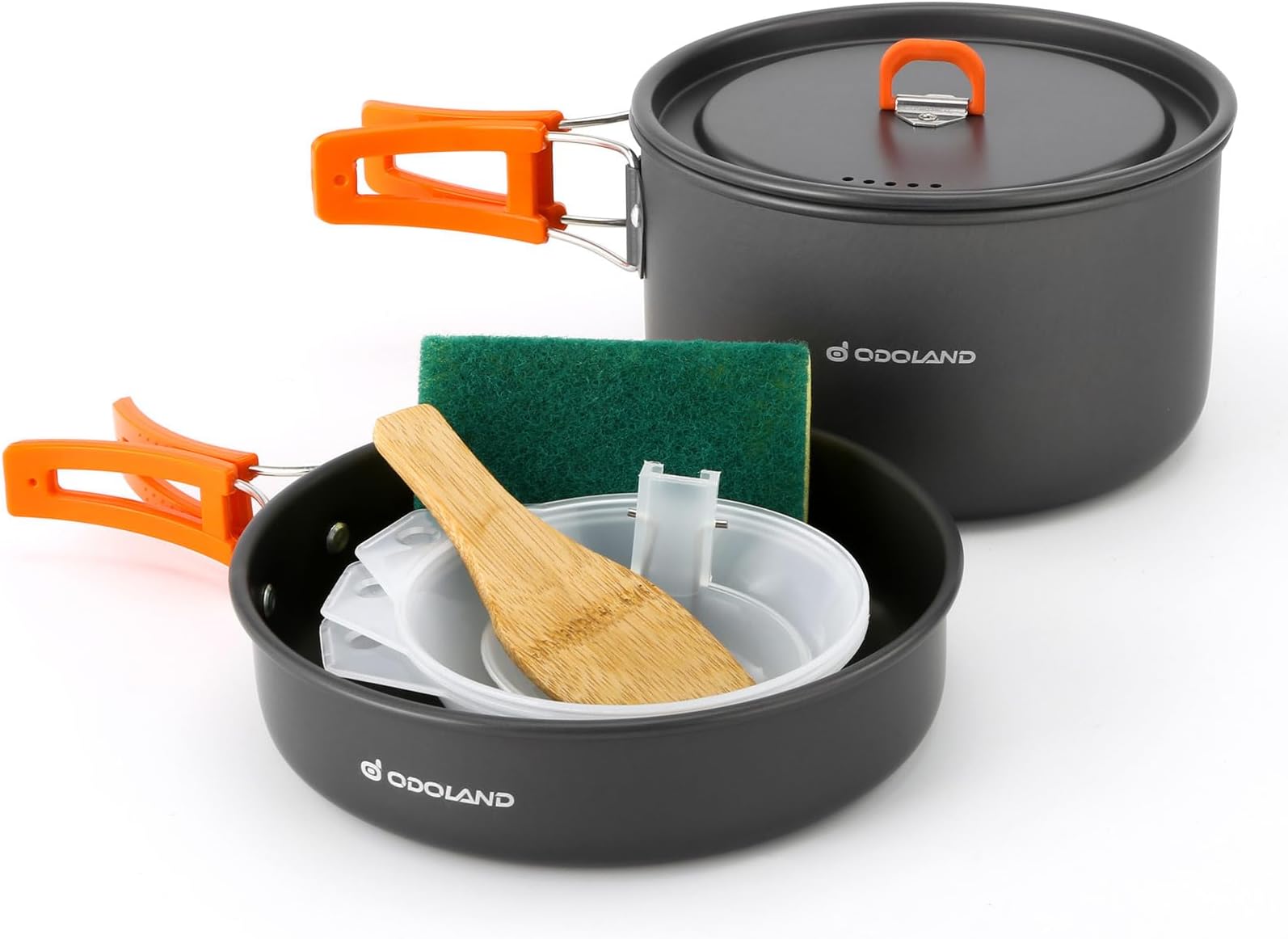 Camping Cookware Set Non-Stick Lightweight Camping Pots and Pans Mess Kit with Bowls Soup Spoon for Camping, Backpacking, Outdoor Cooking and Picnic for 2-3 People