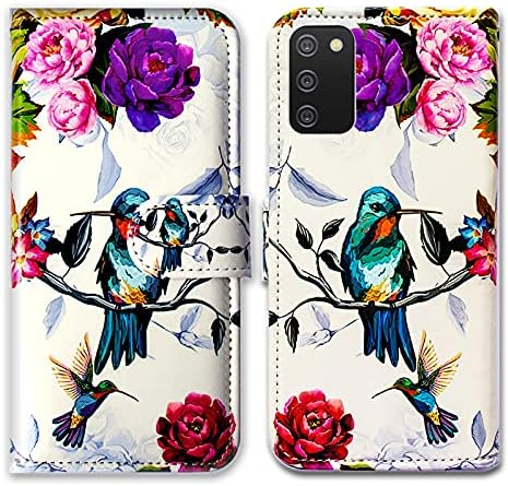 Bcov Galaxy A02s Case,Samsung a02s Case, Hummingbird in Flowers Bird Leather Flip Phone Case Wallet Cover with Card Slot Holder Kickstand for Samsung Galaxy A02s