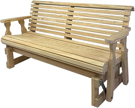 Amish Heavy Duty 800 Lb Roll Back Pressure Treated Porch Glider 4 Foot, Unfinished