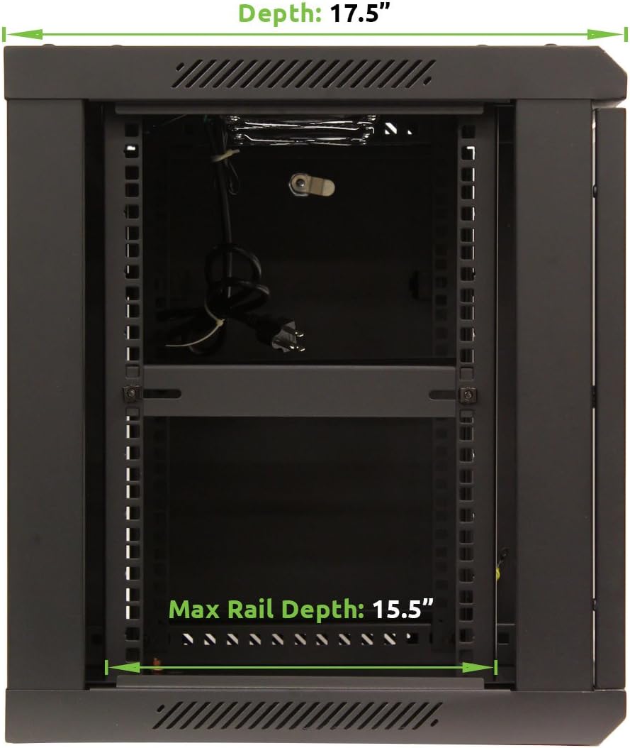 NavePoint 9U Wall Mount Network Server 19 Inch Cabinet Rack Enclosure Glass Door Lock W/Shelves