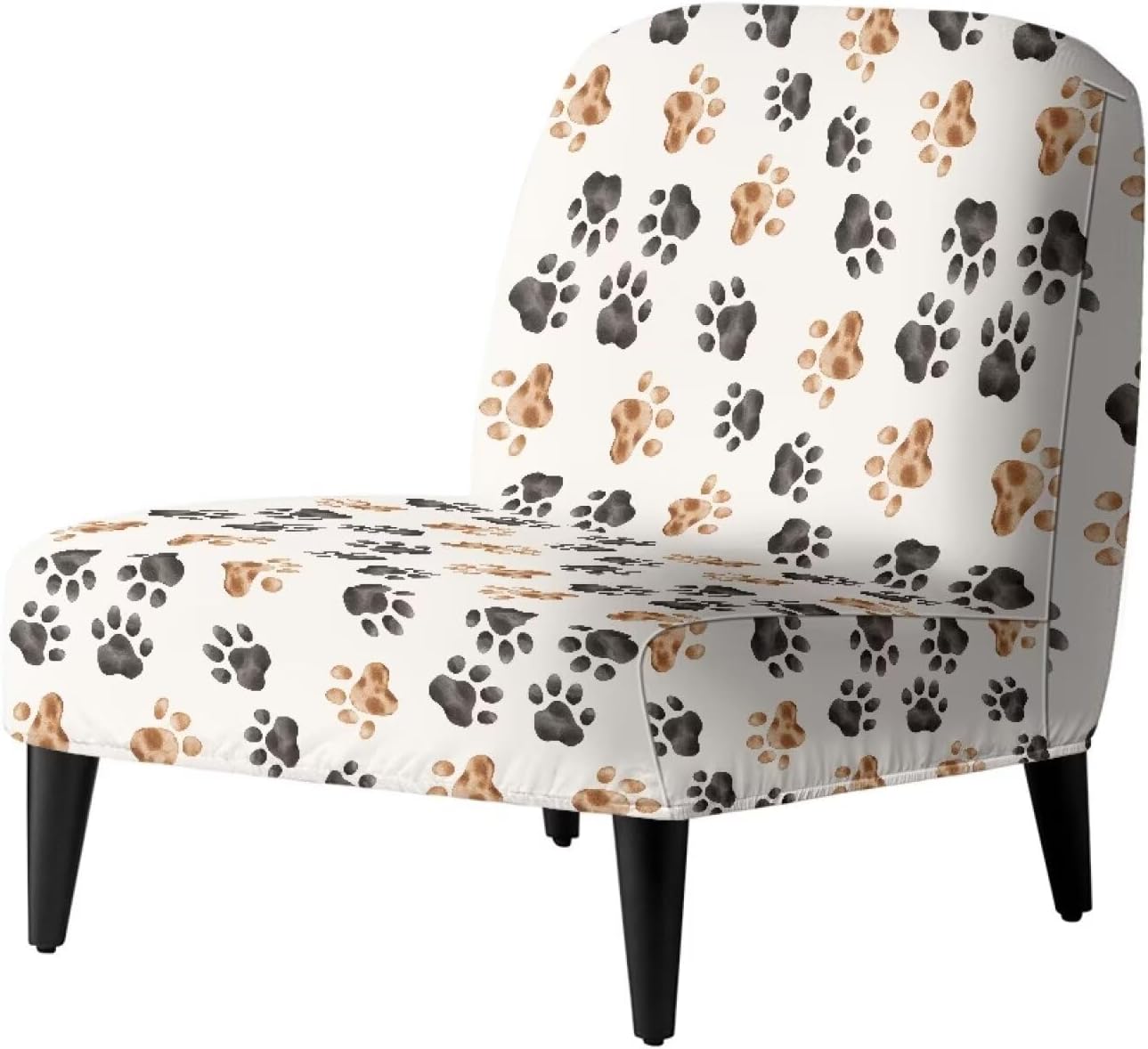 Dog Pawr Pattern Armless Accent Chair Without Arms, Reusable Slipcovers for Chairs Furniture Protector Covers Chair Covers Friendly for Pets, Anti-Wrinkle Armless Recliner Sofa Cover