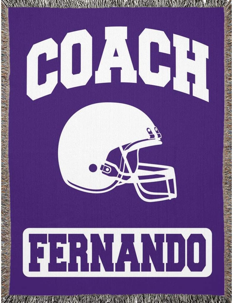 Coach Gifts for Women Men Custom 15 Sports Baseball Soccer Basketball Softball Lacrosse Football Volleyball, Track & Field, Tennis Gymnastics Swimming Golf. Coach Thank You (Purple, Woven 60" x 80")
