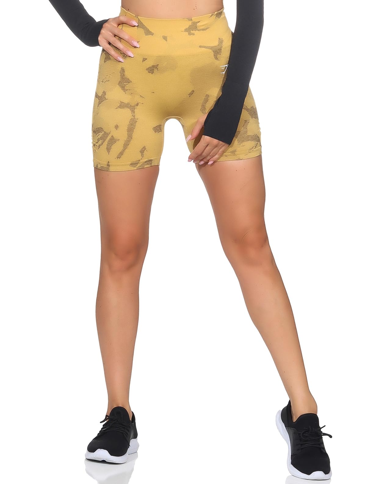 Gymshark Women's Savanna Yellow Adapt Camo Sevanna Seamless Short Training Tights - Yellow - Xs