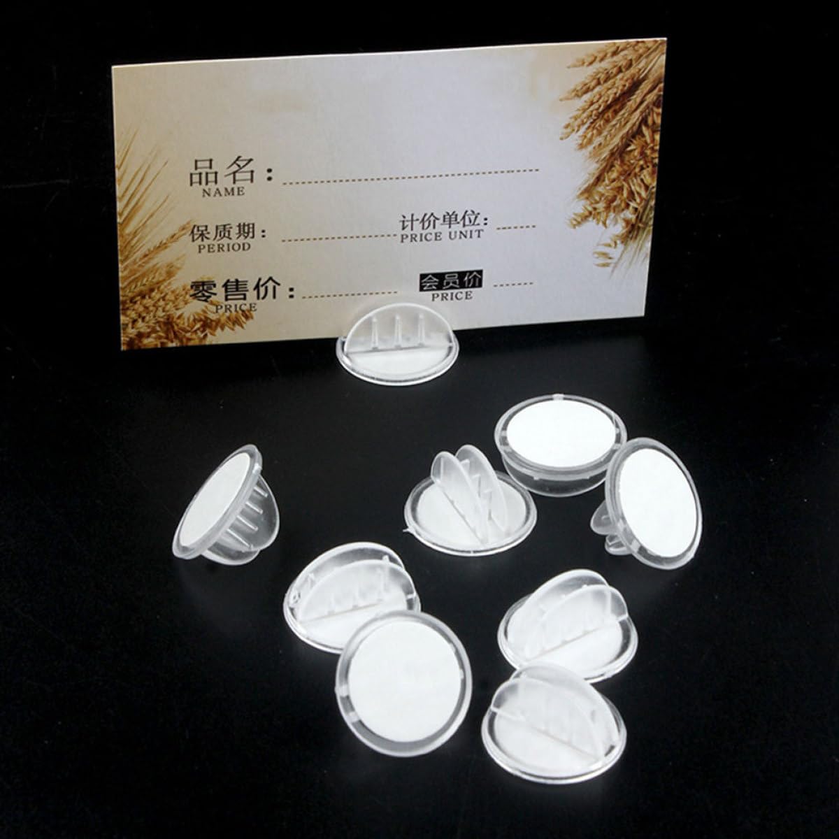 STOBAZA Porte-étiquettes Plastique pour Rayons Supermarchés et Centres Commerciaux, Lot de 25 Clips Publicitaires Élégants Base Adhésive pour Affichage Polyvalent
