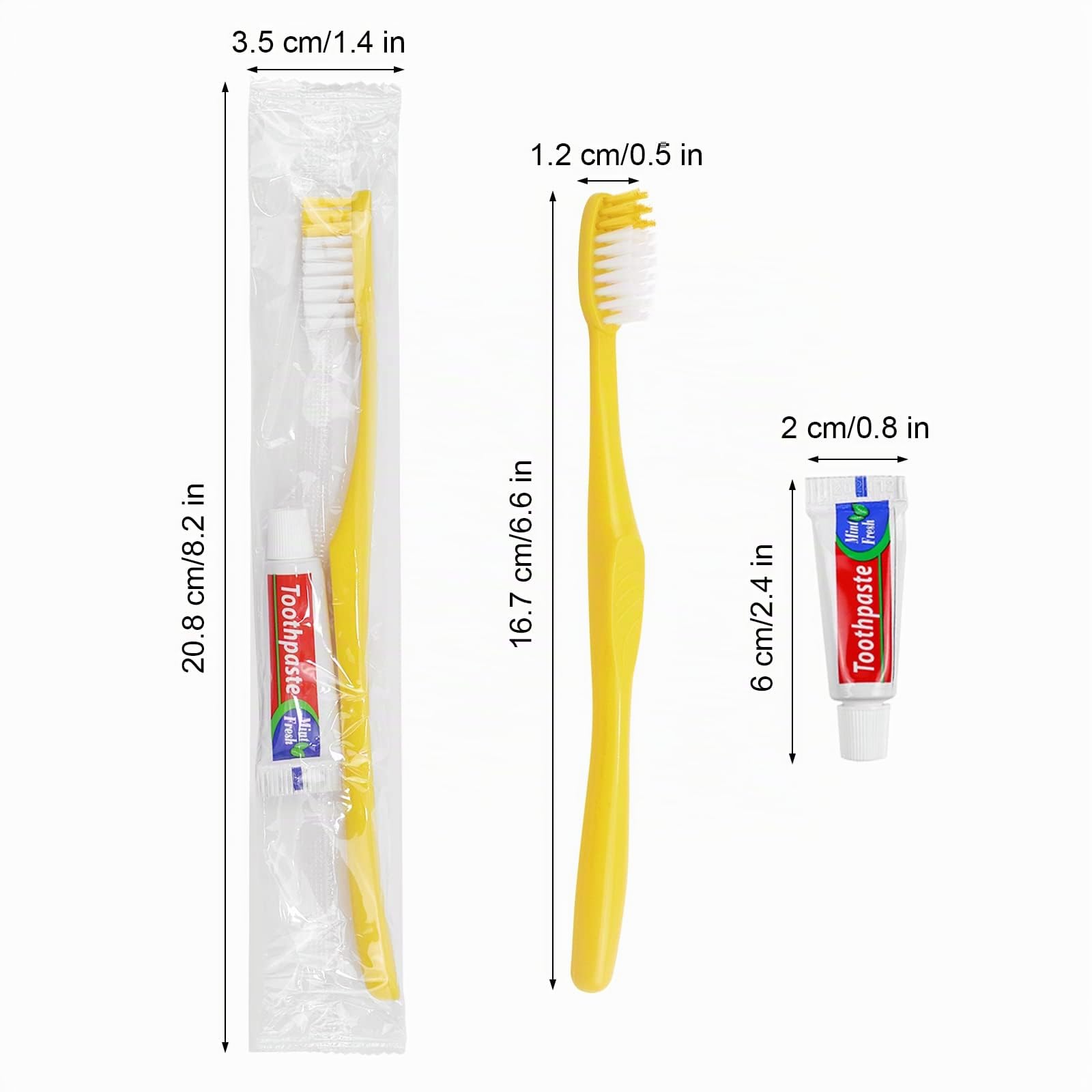 Spazzolini da Denti Monouso,Set da 150 Kit Giallo Vuoto Spazzolino da Denti Usa e Getta con Dentifricio Pacchetto Individuale Spazzolino da Viaggio Kit per Senzatetto,Casa di Cura,Hotel,Beneficenza