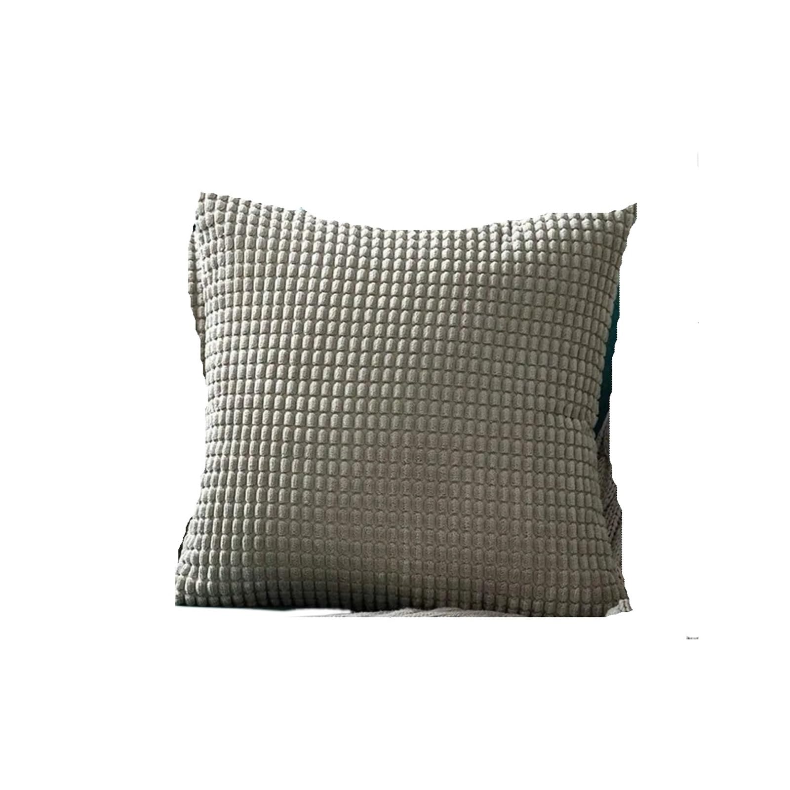 Coussin velours côtelé gris 45x45 cm pour canapé de salon