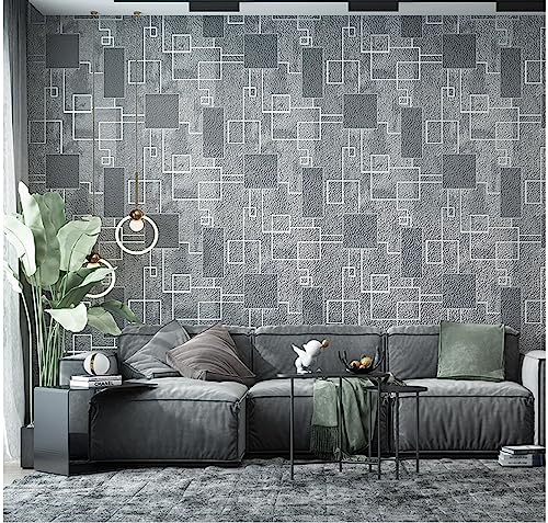 Papier peint intissé gris salon et chambre à coucher motifs 3D