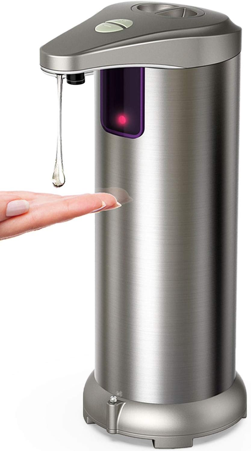 Hanamichi Automatic Soap Dispenser in Stainless Steel, Infrared Motion Sensor, Waterproof Base, Adjustable Switch, Suitable for Bathroom, Kitchen, Hotel, Restaurant