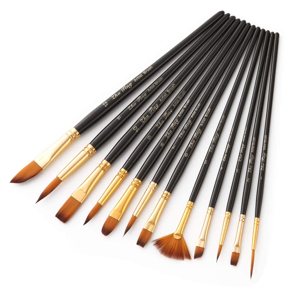 STOBOK Set Van 12 Stuks Kwast Aquarel Penselen Kunstenaar Verf Steen STOBOK Set Van 12 Stuks Kwast Aquarel Penselen Kunstenaar Verf Steen