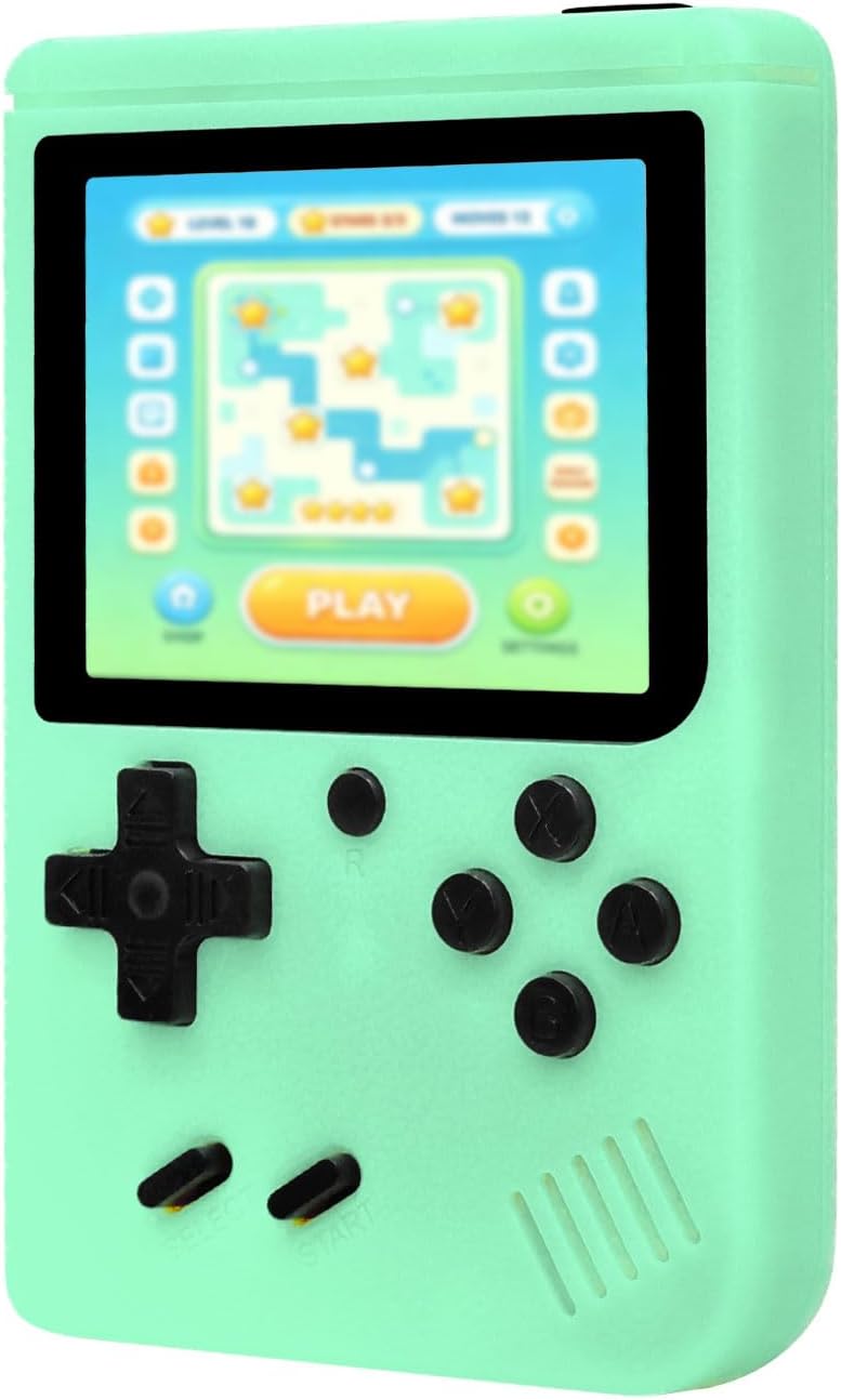Mini Retro Handheld Game Console, Support 400+ Classic Games, 3.0 Inch Screen with Rechargeable Battery, Portable Mini Game Console for Travel, Ideal as Birthday (Green)