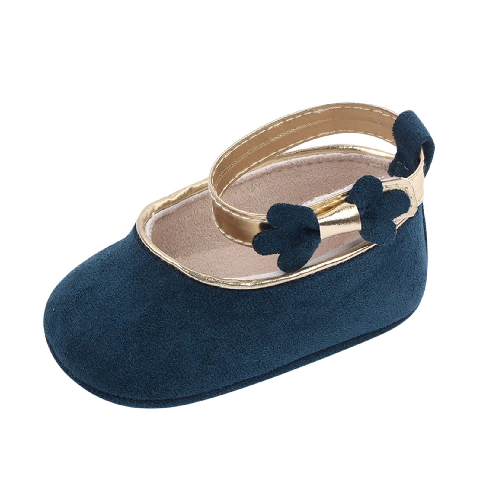 Spring and Summer Children Baby Infant Shoes Girls Casual Shoes Flat Sole Light Ankle Strap Solid Girls Slip on Shoes (Blue, 6 Infant)