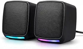 Caixa de Som PC Gamer 10W RMS Estéreo Som Potente com Iluminação LED RGB - para Smartphone, Notebook e Computador - Conexão USB/P2 com Controle de Volume Plug and Play