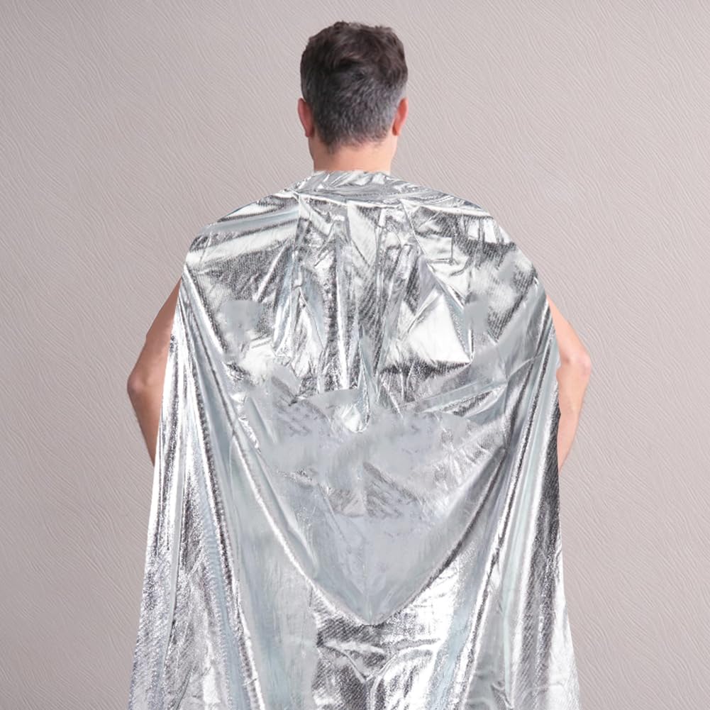 CABODYALS Silver Halloween Costume Cape Adult Shiny Costumes King Royal Queen Capes Poncho Soild Metallic Cosplay Polyester Cloak Robe for Women Man Party Christmas Celebrations Performances Accessory - Image 4