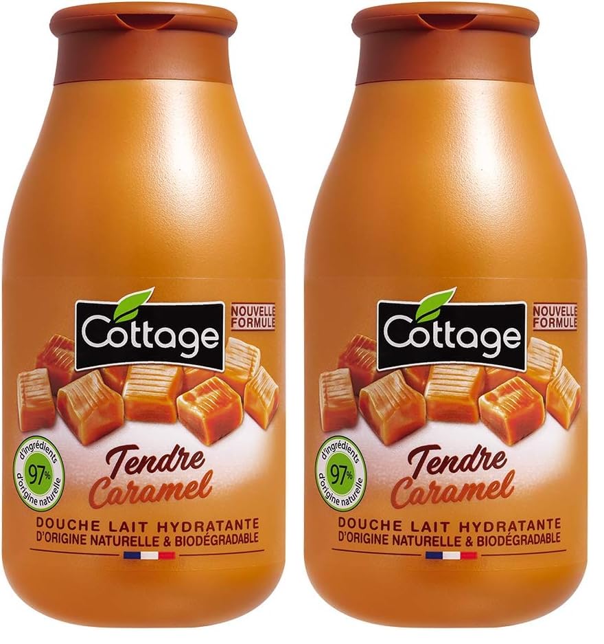 Cottage Douche Lait Hydratante Tendre Caramel 97% d’Ingrédients d’Origine Naturelle 250 ml (Lot de 2)