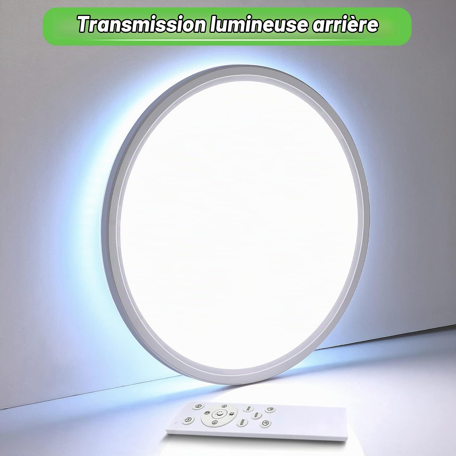Wholede 36W 3800LM Plafonnier LED Dimmable, Luminaire Plafonniers avec Télécommande, Éclairage de Plafond Rond, Plafonnier pour Salle de Bain Chambre Salon Cuisine Couloir Ø39cm