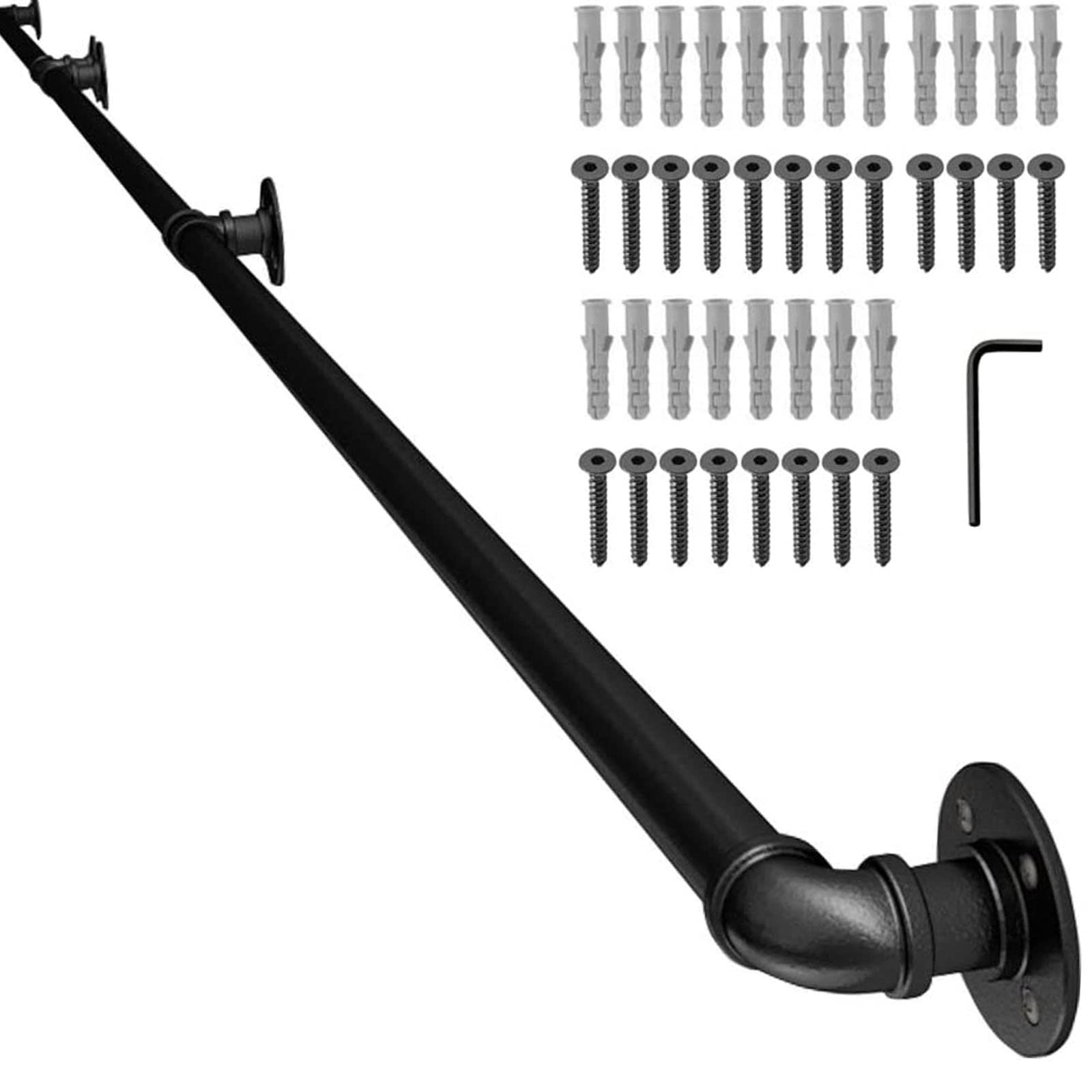 KHLMSRXJ 1Ft -20Ft Stair Handrail Black Safety Handrails Stair Banister for Elderly Kids Indoor Outdoor Corridor Attic Deck Loft Handrail for Stairs/500Cm