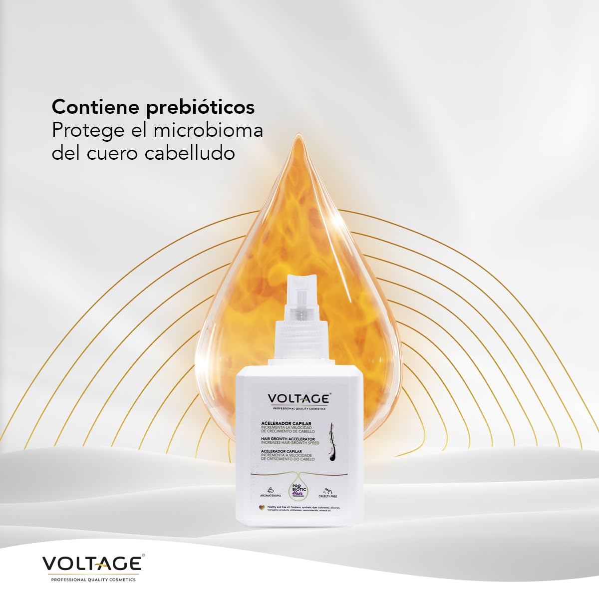 Voltage Cosmetics - Acelerador Capilar - 200ml - Estimula Crecimiento de las Fibras Capilares - Prebiotic Hair Technology - Protección del cuero cabelludo