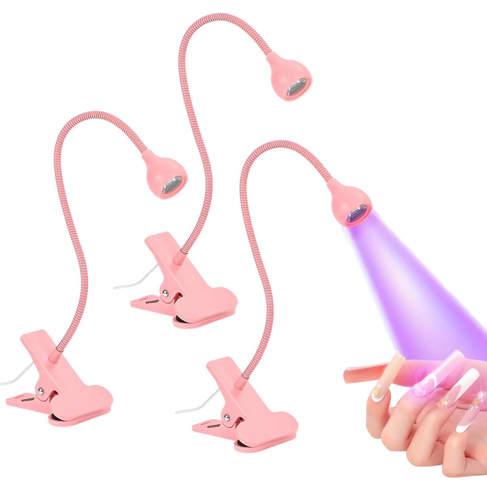 LUMINFLY 3-Pack USB Desk Nail Lamps, Adjustable Gooseneck, Ideal for Nail Gel Curing, Fast Drying Light