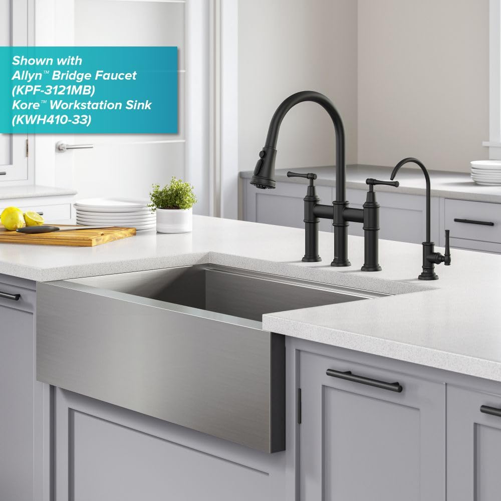 KRAUS Allyn FF-102MB - Grifo de filtro de agua de cocina 100% sin plomo en negro mate