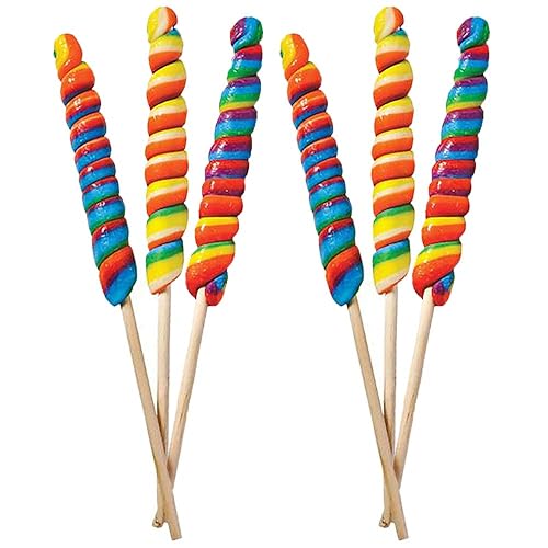 The Dreidel Company Lollipop Jumbo Rainbow Twist Swirl sabor a fruta mixta, envueltas individualmente, 0.99 oz por paleta, 10 pulgadas (paquete de 6)