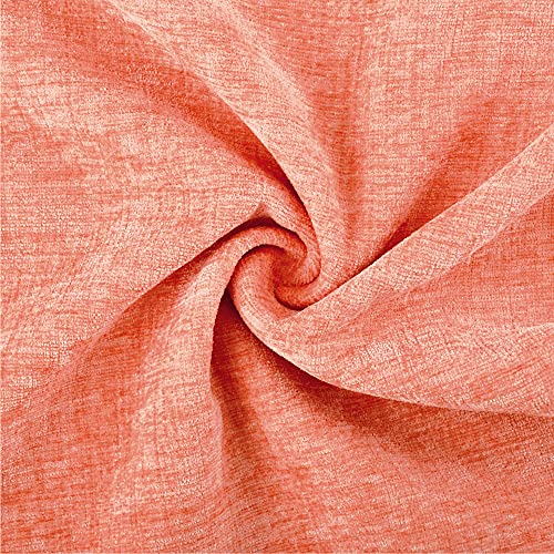 Image of CaliTime Pack of 2 Cozy Throw Pillow Covers Cases for Couch Sofa Home Decoration Solid Dyed Soft Chenille 22 X 22 Inches Cantaloupe