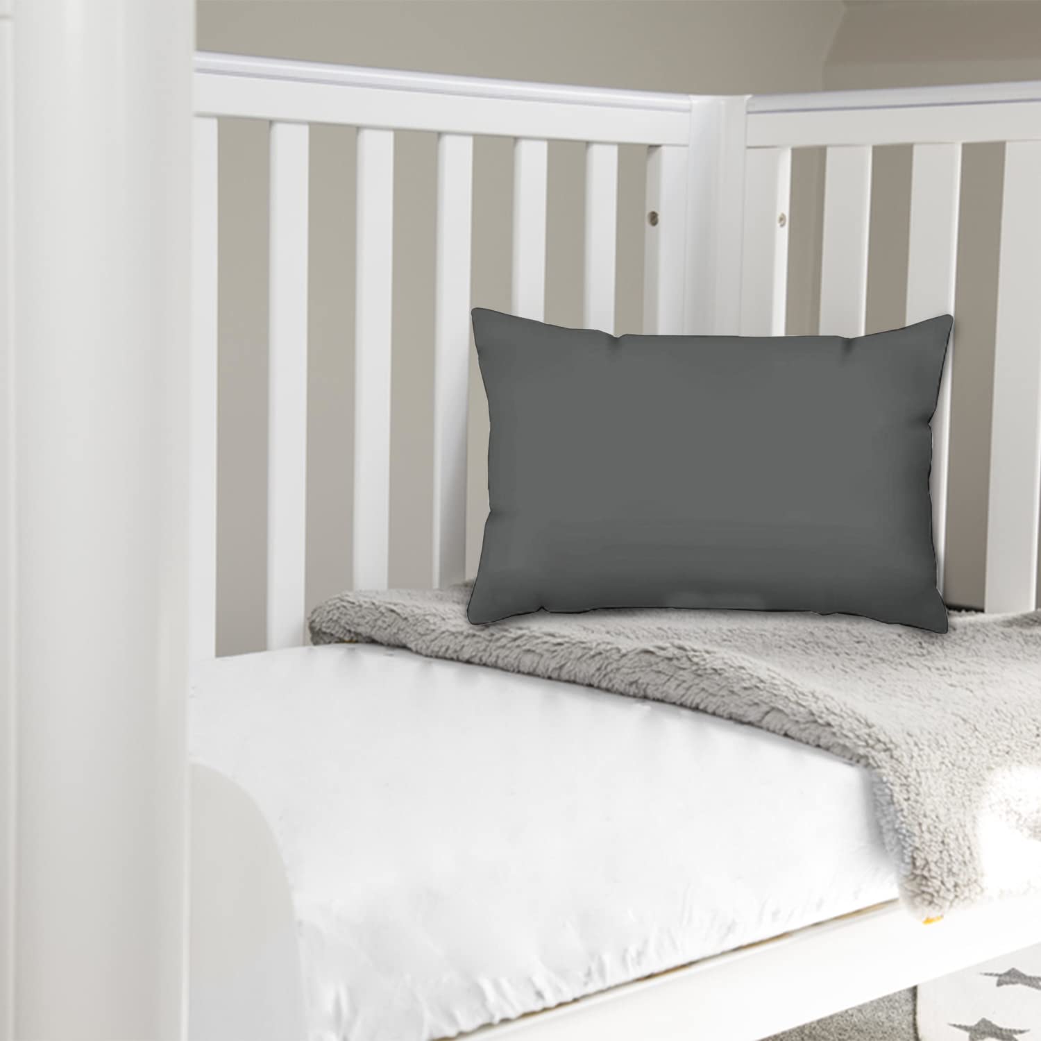 Pizuna Toddler Crib Pillow Cases 33x46cm Baby Blue, 2pc 400 Thread Count 100% Long Staple Cotton Luxurious Sateen Weave Baby Small Pillow Cases For Crib Bed By — view 100