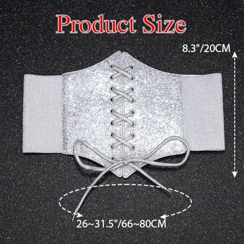 Wide Silver Corset Belt Dress Sequin Waist Belts for Women3