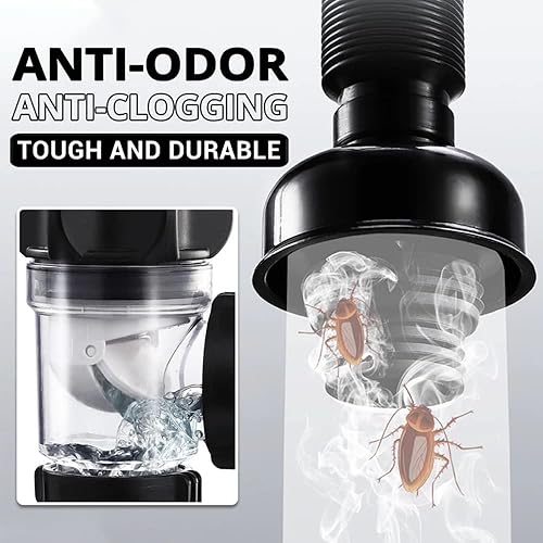 Miniatura 5 de Kit de drenaje de fregadero de baño con tubo P-Trap flexible y expandible antiolor, tubo de drenaje de fregadero de baño para agujero de 1-14" y