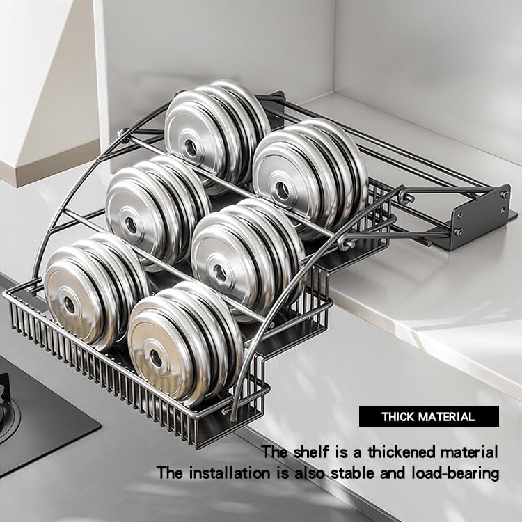 Organizador de especias desplegable de 3 niveles para gabinete interior, despensa, estante elevador, estante elevador, estante de condimentos de cocina (10.8 pulgadas) 7