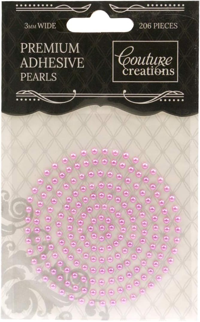 Couture Creations Premium Adhesive Pearls, Pretty Pink, 3 mm