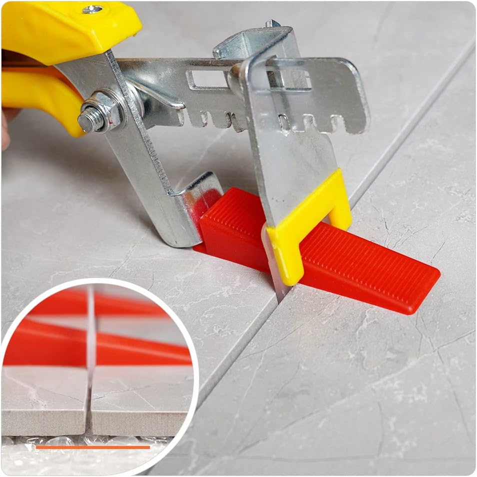CNAODUN Tile Leveling System 1/8'' Kit with Tile Plier,300 PCS Tile Spacers Clips and 100 Pcs Reusable Wedges Tile Tools for Professional Ceramic Tile and Stone Installation… - - 